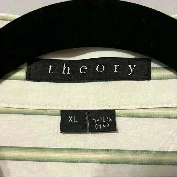 Theory Men’s Button Up/Down Snap Collar Striped Dress Shirt Size XLARGE - Picture 2 of 11